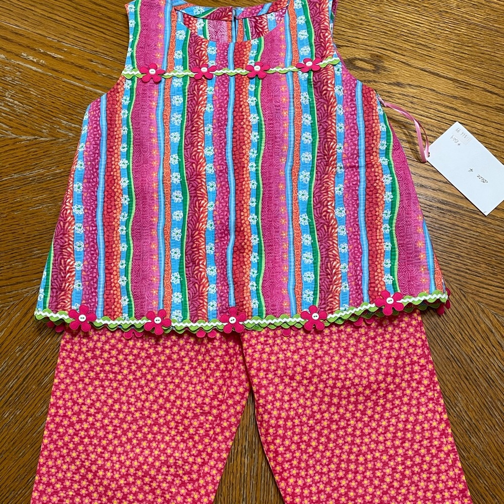 Girls Striped Top & Pants Set, Size 4